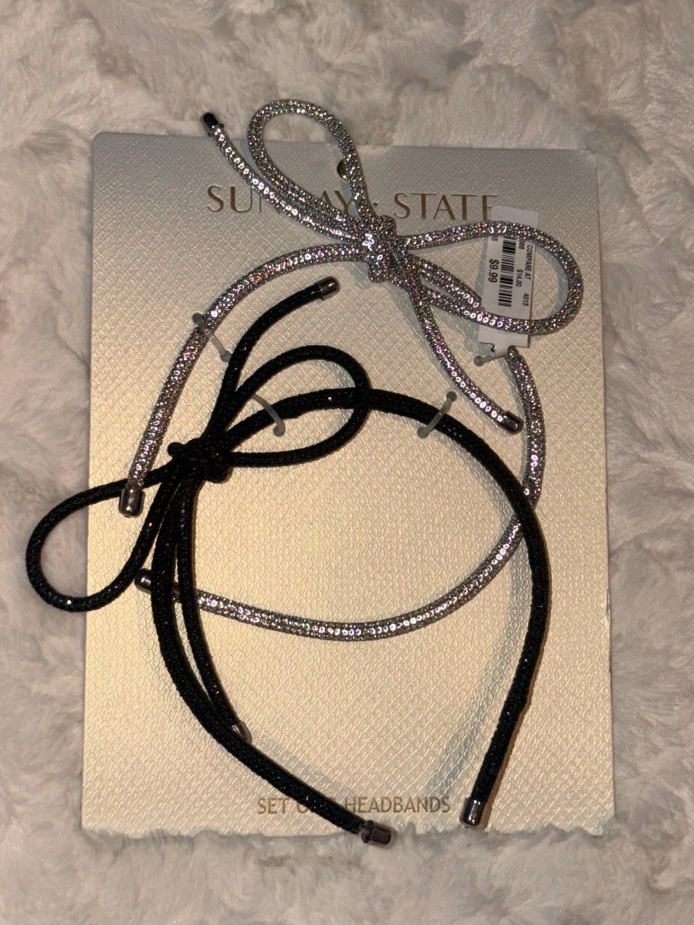 Silver & Black Sparkle Bow Headband Set by Sunday State